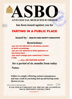 Spoof ASBO Farting In A Public Place