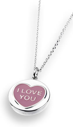 Love Hearts Classic Silver and Pink Pendant with Chain