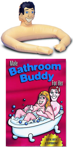 Inflatable male bath buddy for her
